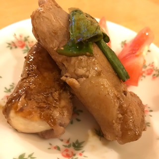 ヘルシー豚肉の豆腐巻き照り焼き